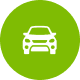 White car icon on green circular background