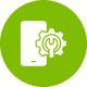 Smartphone with browser and gear icon